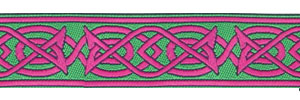 Saxon Knot design, green and pink colors
